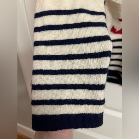 Tuckernuck Two Bees 100% Cashmere Striped Anchor Tunic Ivory/Navy/Red Size M - Picture 7 of 12